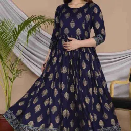 Printed, Floral Print, Paisley Viscose Rayon Stitched Flared/A-line Gown-image-11