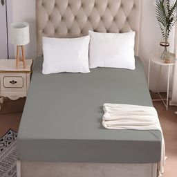 tundwal's Grey Breathable Fitted Mattress Protector-image-11