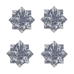 HANDICRAFT PALACE White & Grey 6 Pieces Printed Cotton Table Napkins-6