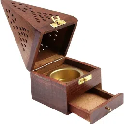 HYMS Look Incense Stick Holder | Wooden Square Shape Handmade Dhoop Batti Stand Wooden Incense Holder-image-19