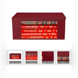 Kuber Industries Maroon 9 Pieces Saree Cover Organisers-15