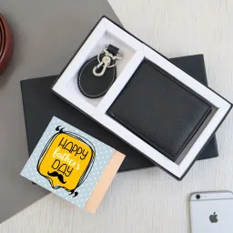 Father Day Special Gift Set for Dad from Son Daughter Wallet Keychain and Card Paper Gift Box-image-52