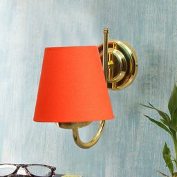 Devansh Orange & Gold-Toned Textured Contemporary Metal Frustum Wall Lamps-15