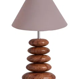 Aura Grey Wood Traditional Abstract Shaped Table Lamp-4