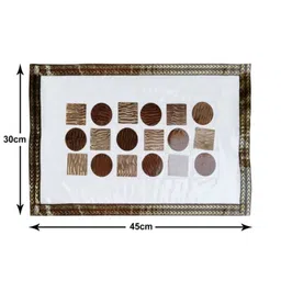 MONKDECOR 6 Pieces White & Brown Geometric Patterned Rectangle Table Placemats image 3