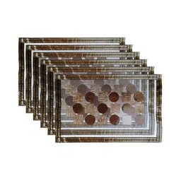 MONKDECOR 6 Pieces White & Brown Geometric Patterned Rectangle Table Placemats image 5