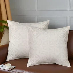 Peepul Tree White Set of 2 Floral Square Cushion Covers-46