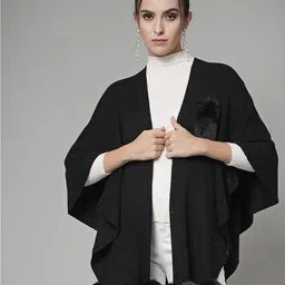 Mafadeny V-Neck Front-Open Poncho-37