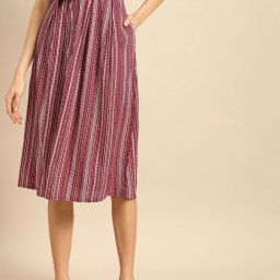 Women Printed Flared Maroon Skirt-image-29
