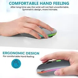 RKMAX Wireless 2.4G + Bluetooth 5.2 RGB Light Type C Charging Port Rechargeable Mouse, Wireless Optical Gaming Mouse with Bluetooth image 4