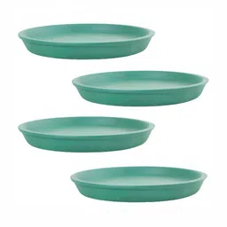 LASAKI 4 Pieces Green Round Ceramic Pot Trays-41