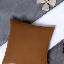 Aditi Wasan Brown Cotton Square Cushion Cover-image-97