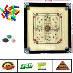 knockout 20 inch ludo inbulit carom [powder + coins + striker ] 50 cm Carrom Board-picture-20