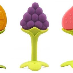 Silicone Fruit Shape 3 Piece Of Teething Soft Sensory Teether / Pacifier For Baby ( Orange , Grapes & Peach ) Teether-image-2