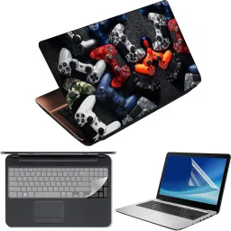 FineArts 3 in 1 Laptop Skin Decal Vinyl Pack 15.6 inch with Screen Guard and Silicone Keyboard Protector - Printed Controller - 1 Combo Set-image-78