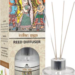 Ombre Reed Diffuser-100ml Sandalwood With 5 Natural Sticks. Ideal for Office Cabins, Home, Office, Brings Peace and Happiness . Diffuser-50