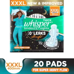 whisper BINDAZZZ NIGHTS XXXL, UPTO 0% LEAKS ALL NIGHT LONG Sanitary Pad-picture-40