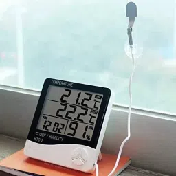 Temperature and Humidity Meter, Plastic Digital Clock with Alarm, Sensor Cable All-in-One Digital Moisture Measurer-27