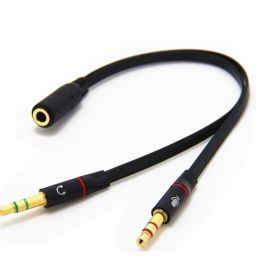Crystonics Black 3.5mm Female to 2 Dual 3.5mm Male Headphone Mic & Audio Y Splitter Cable Phone Converter-14