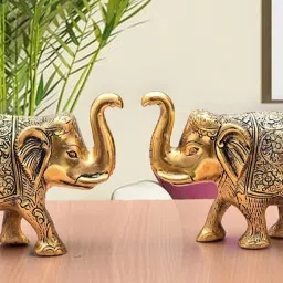 Elephant Statue Gold Polish for Showpiece Your Home Decorative Showpiece-12.5 cm-image-23