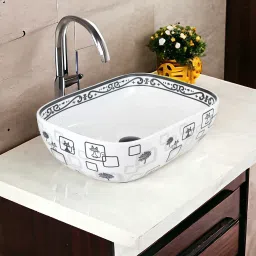 Premium Quality Attractive Ceramic Glossy Art Basin For Bathrooms & Living Room AR-013 [18 x 13 x 5]INCH Table Top Basin-image-80