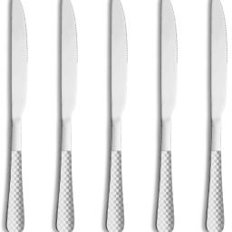 Silverware Steak Knives Set | 5-Pcs Flatware for Dinner, Party | Sterling Silver Stainless Steel Cutlery Set-image-17