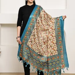 Art Silk Printed Light Blue, Gold Women Dupatta-picture-32