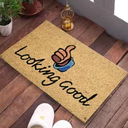 Brown Slogan Coir 14 x 24 Inches Anti Skid Door Mats (Set of 2) by SWHF-picture-1
