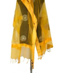 Organza Embroidered Yellow Women Dupatta-image-124