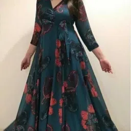Printed Georgette Stitched Anarkali Gown-image-92