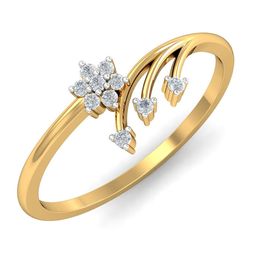 KUBERBOX Pretty Plant 18KT Gold Diamond-Studded Ring - 1.71 gm-image-9