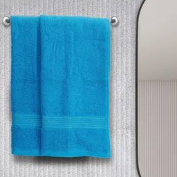 BIANCA Set Of 2 Turquoise Blue Solid 380 GSM 100% Cotton Hand Towels-14