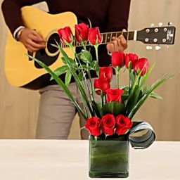 12 Red Roses Vases Melodious Grand Combo-image-32