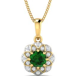KUBERBOX Sarah 18KT Gold Diamond And Emerald-Studded Pendant - 1.41 gm-11
