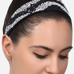 Zaveri Pearls Women Black & White Embellished Hairband-image-35