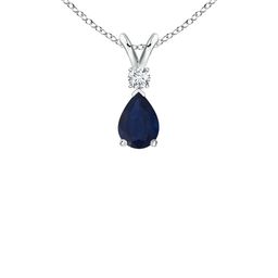 Angara 14KT White Gold Sapphire Teardrop Diamond Studded Pendant-0.63 gm-image-19