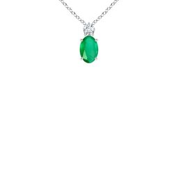 Angara 18KT White Gold Oval Emerald Solitaire Diamond Studded Pendant-0.7 gm-image-63