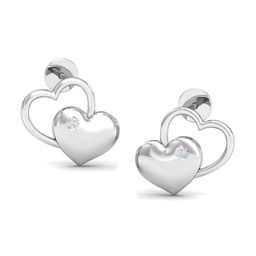 KUBERBOX Matter-of-love Heart 18KT White Gold Diamond-Studded Earrings - 2.55gm-image-7