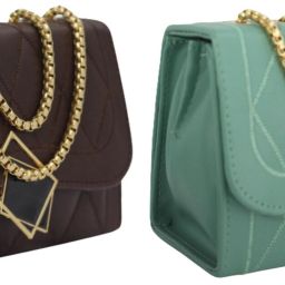 Brown, Green Women Sling Bag Women Embossed Textured Flap Sling Bag with Adjustable Strap-image-5