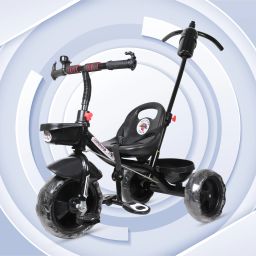STEPUP GROW BABY TRICYCLE WITH BASKET AND PARENT HANDLE BLACK COLOUR FOR KIDS stp handle for kids-07 Tricycle-3
