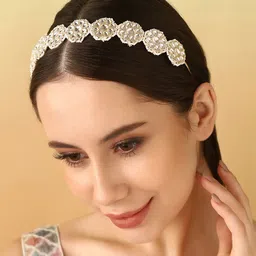Priyaasi Floral Shape Kundan Pearl Hair Band-16