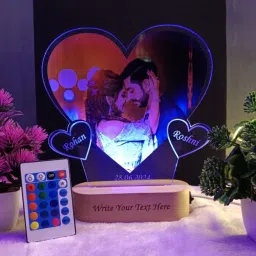 Personalized Anniversary 3D illusion photo Wedding Marriage couple gift Table Lamp-24