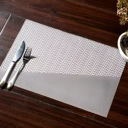 OBSESSIONS Taupe & Brown 6 Pieces Geometric Textured Waterproof Table Placemats-23
