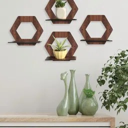 RANDOM Set Of 4 Brown Decorative Wall Hanging Laminated Planters-23