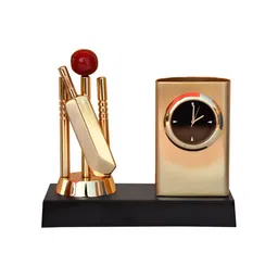 Saugat Traders Gold Toned & Red Cricket Clock Showpiece-image-21