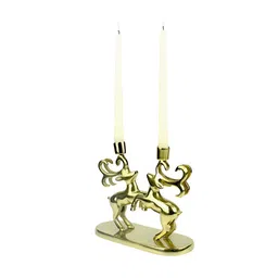 Hind Decor Gold-Toned Elegant Reindeer Candle Holder-image-56