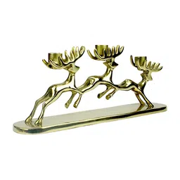 Hind Decor Gold Toned Handcrafted Reindeer Candle Holder-image-52