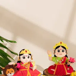Panda's Box Kids Set of 2 Non-Allergic Goddess Durga & Lakshmi Toys With Mantra Reciting image 2