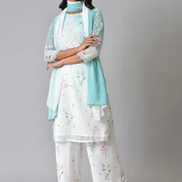 WISHFUL Women Floral Printed Sequinned Kurta with Palazzos & Dupatta-20