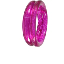 NMII Set Of 2 Glass With Diamond Cut Textured Kada Bangles image 3